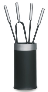 Akcesoria kominkowe ze stali, czarne, kubełek, z elementami aluminium - ArtFuego Z-3111-2-CZ