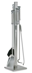 Akcesoria kominkowe, stal nierdzewna, kwadratowa podstawa - ArtFuego Z-2116-2-IN