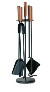 Akcesoria kominkowe ze stali, czarne, drewniane rączki - ArtFuego Z-3114-2-CZ