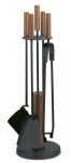 Akcesoria kominkowe ze stali, czarne, drewniane elementy - ArtFuego Z-3115-2-CZ