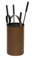 Zestaw kominkowy, kubełek, skóra brązowa - ArtFuego Z-4100-2-BR