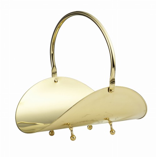 Kosz na drewno z mosiądzu, POŁYSK - ArtFuego K-1205-1-PO