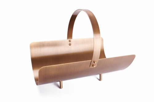 Kosz na drewno z mosiądzu, PATYNA - ArtFuego K-1200-3-PA