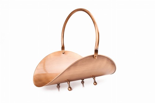 Kosz na drewno z mosiądzu, PATYNA - ArtFuego K-1205-1-PA