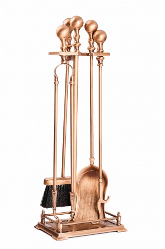 Akcesoria kominkowe z mosiądzu, PATYNA, rączka kula - ArtFuego Z-1102-1-PA