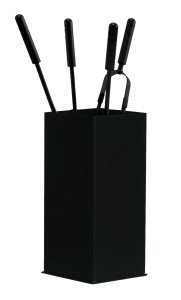 Akcesoria kominkowe ze stali, czarne, kubełek, rączki czarne - ArtFuego Z-3112-2-CZ