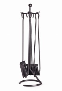 Akcesoria kominkowe ze stali, czarne młotkowane, ArtFuego Z-3123-2-CZ/MŁ