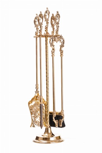 Akcesoria kominkowe z mosiądzu, barokowe złoto - ArtFuego Z-1100-1-PO