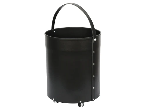 Kosz na drewno, na kółkach, ekoskóra czarna - ArtFuego K-4200-2-CZ