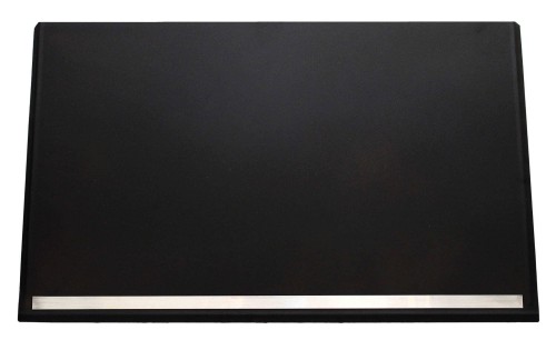 Blacha przed kominek ze stali, czarna z paskiem inox, 50x80 - ArtFuego B-3502-3-CZ/IN-K